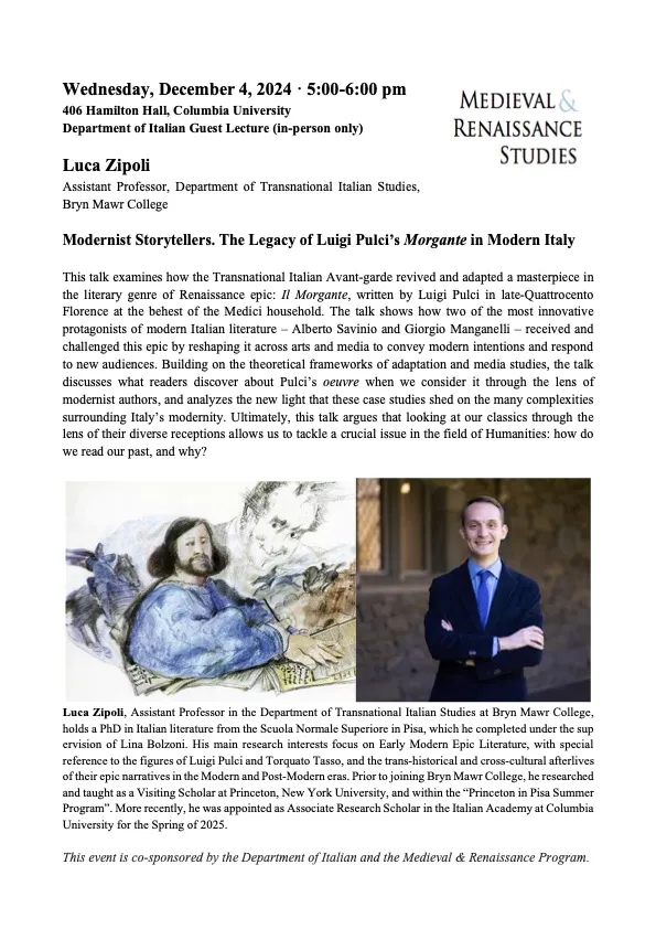 Modernist Storytellers. The Legacy of Luigi Pulci’s Morgante in Modern Italy